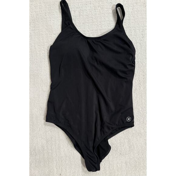 Hurley Swim Black Ribbed One Piece Black Swimsuit size XXL - Picture 2 of 8